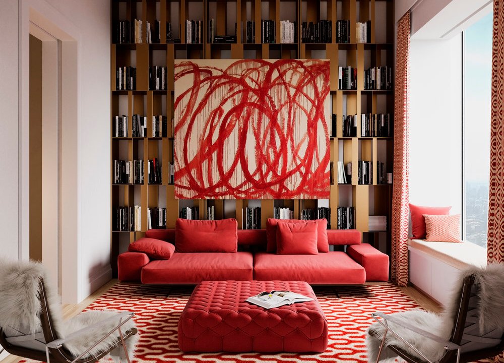 decoração vermelha - sala de estar