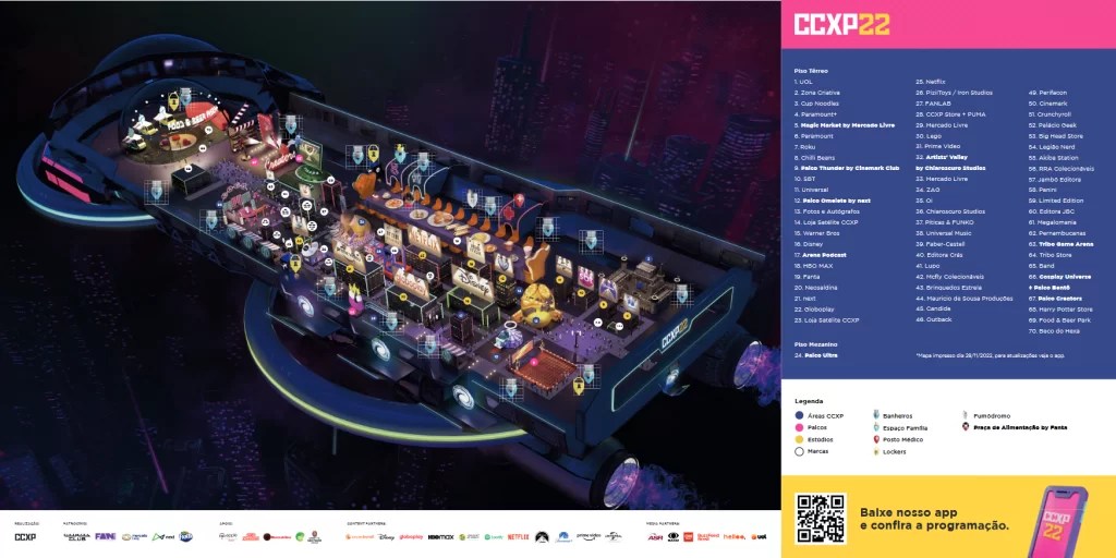 Mapa oficial da Comic-Con 2022.