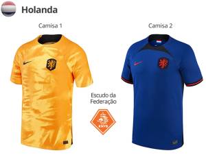 holanda Uniformes da Holanda para a Copa do Mundo de 2022