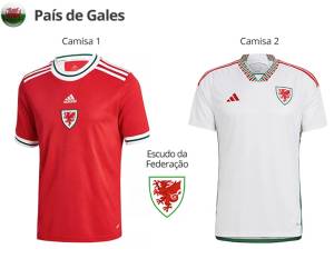 pais-gales Uniformes do País de Gales para a Copa do Mundo de 2022