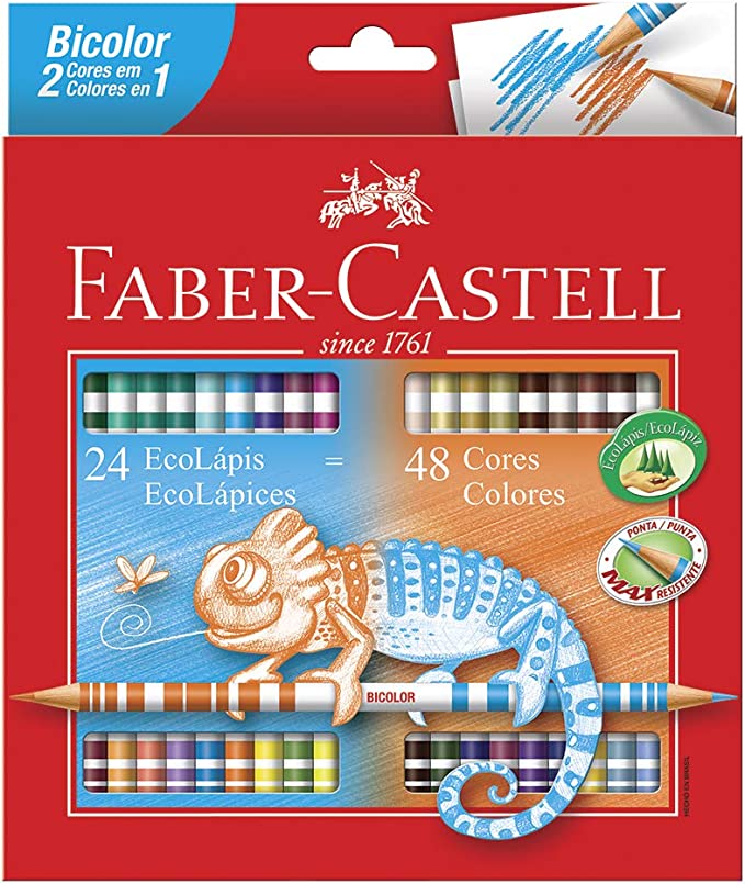 Lápis de Cor Ecolápis Bicolor 24 Lápis/48 Cores, Faber-Castell