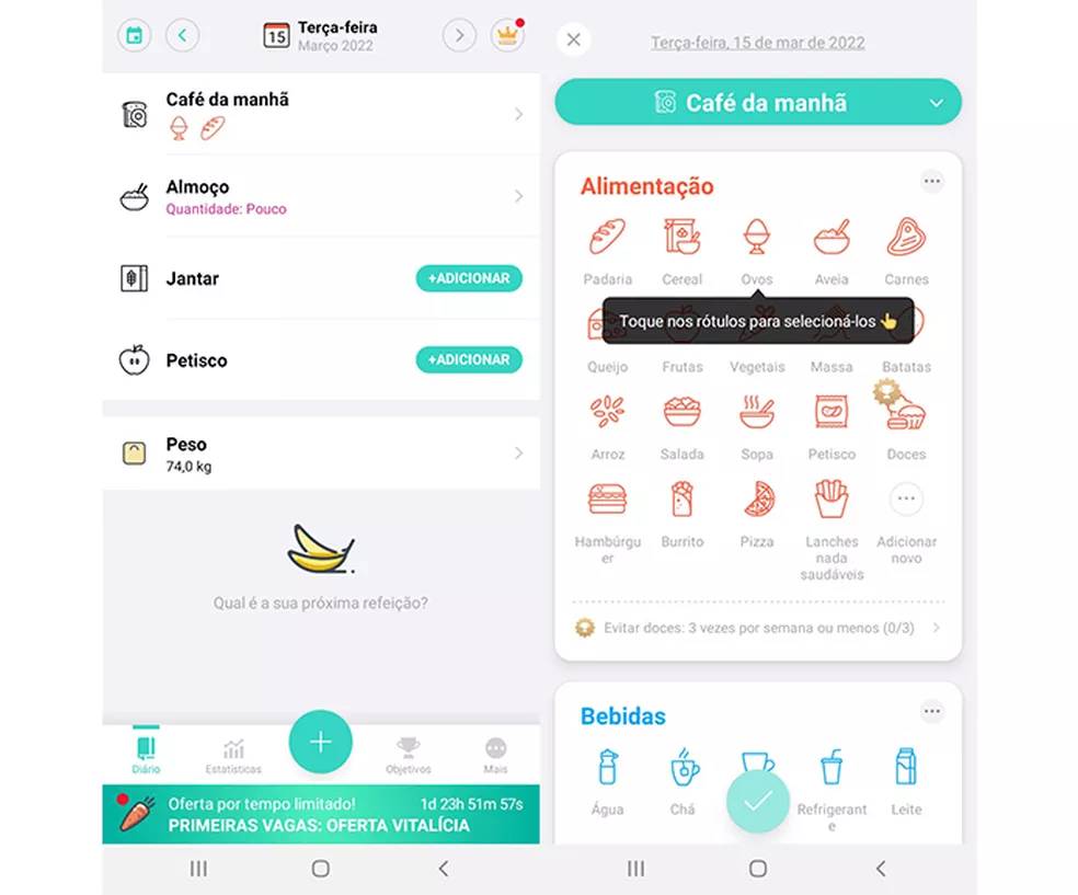 apps de alimentação saudável - nutrilio