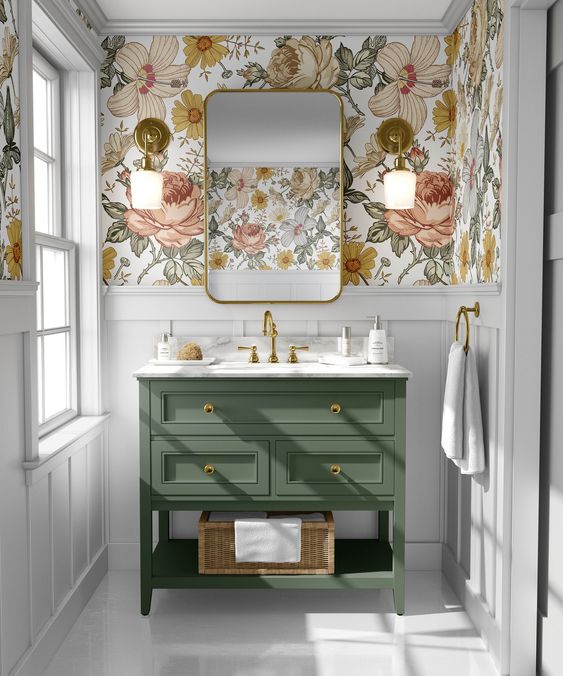 bathroom with floral print