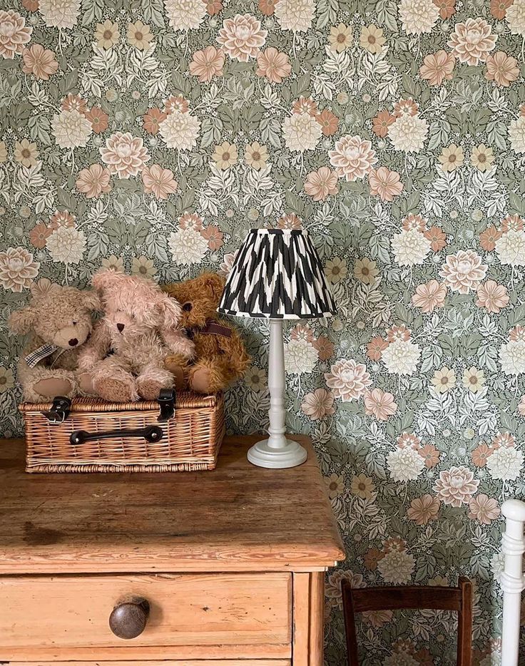 floral wallpaper in neutral tones