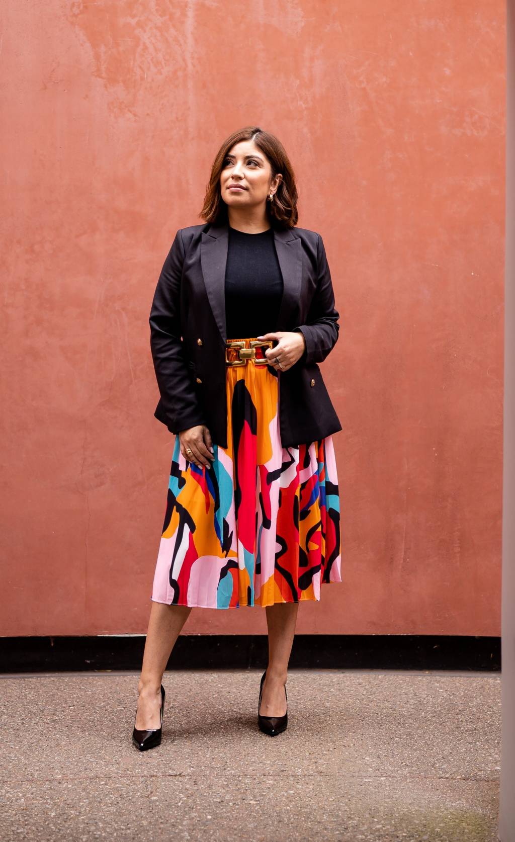 saia-midi-blazer-trabalho looks de trabalho com saia - saia midi com blazer