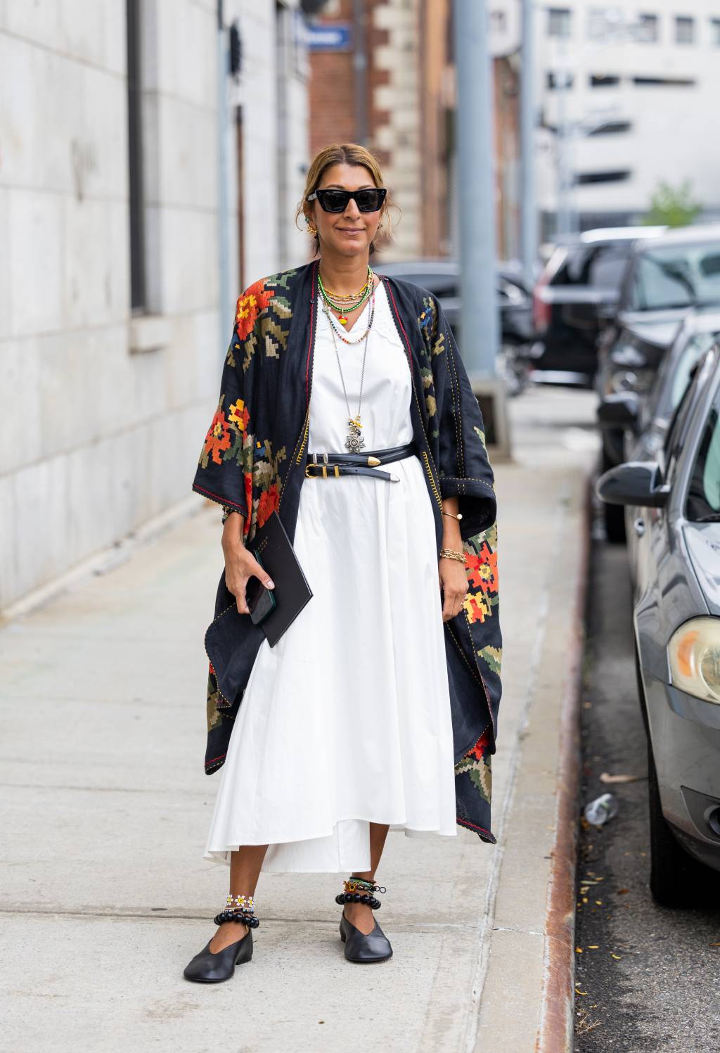 Street Style – September 2022 – New York Fashion Week peças meia-estação quimono