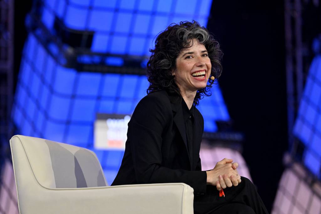 Web Summit Rio 2023 – Day One Meredith Whittaker, ex-Google e presidente da organização sem fins lucrativos Signal