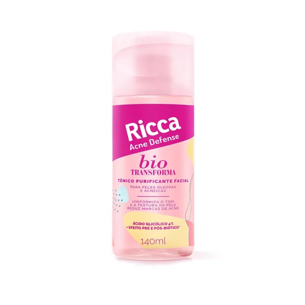 Tônico purificante facial com ácido glicólico da RICCA.