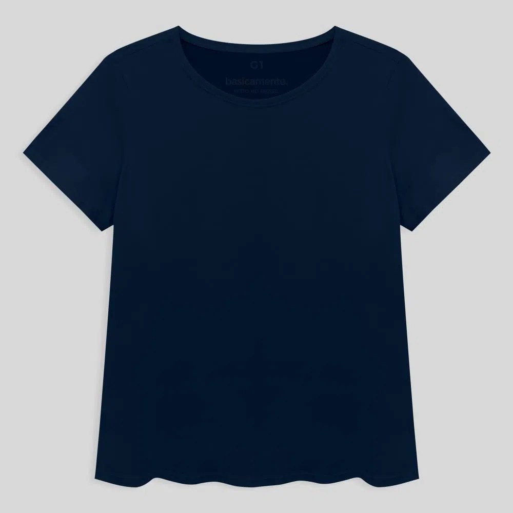 Camiseta slim azul plus size