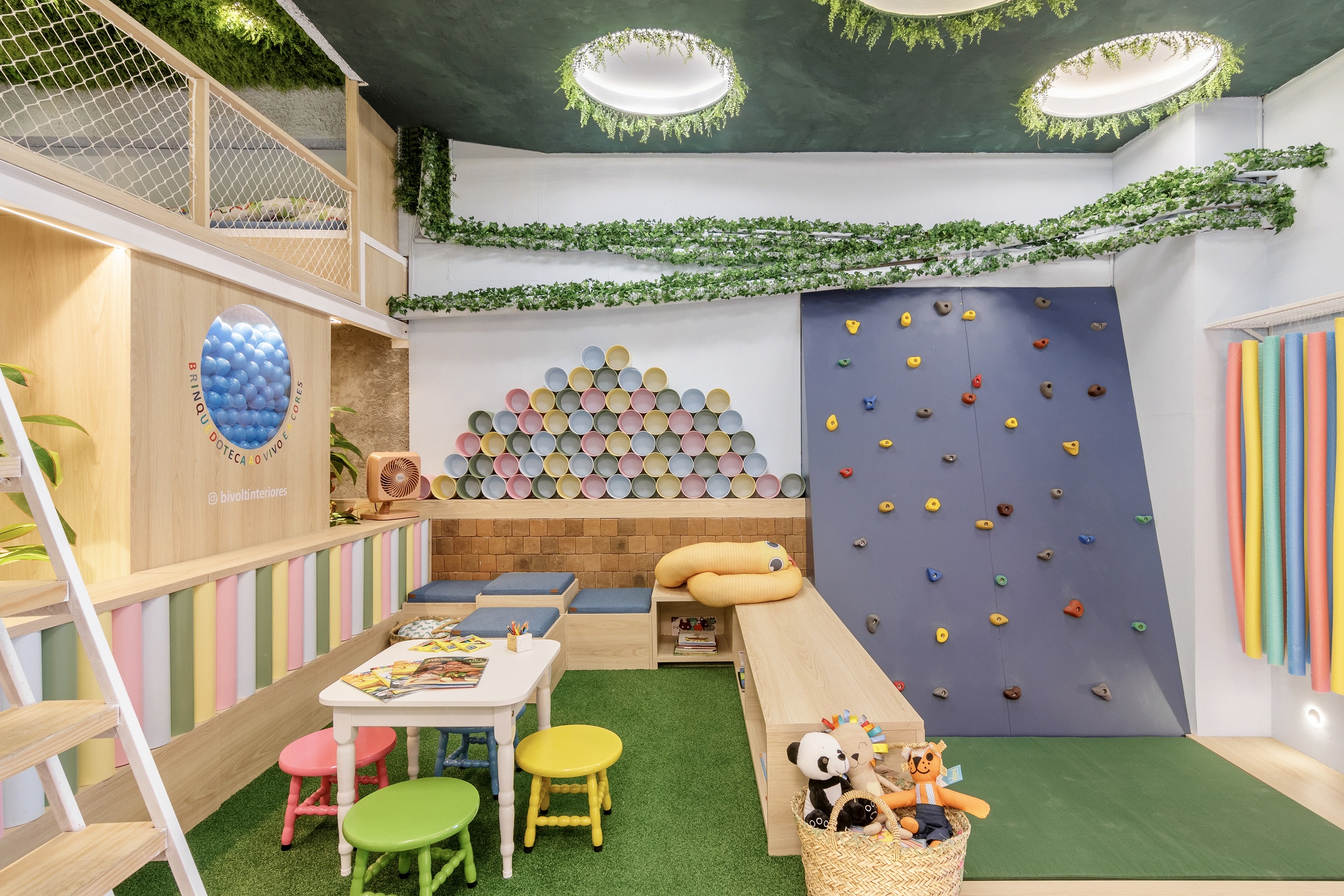 playroom with climbing wall