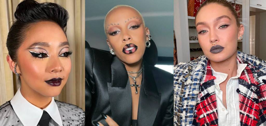 stephanie-hsu-doja-cat-gigi-hadid-weird-lipstick Stephanie Hsu, Doja Cat e Gigi Hadid com batons diferentes.