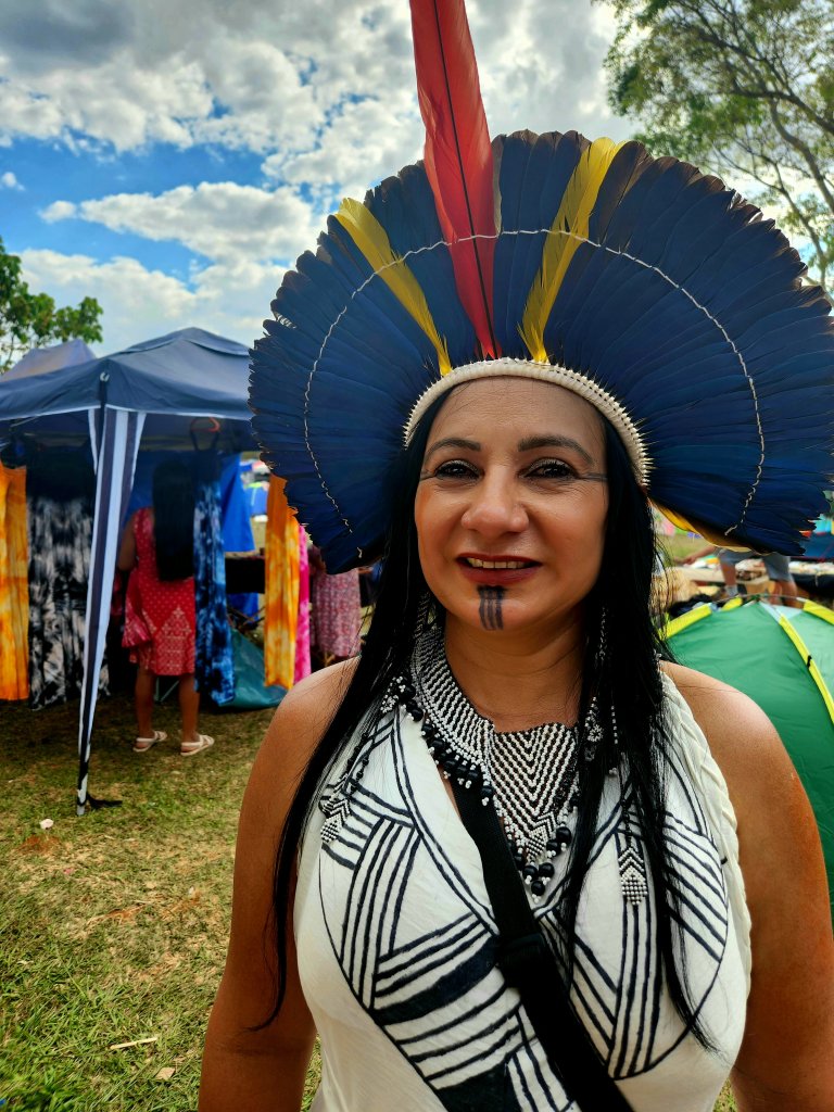 Chirley Pankará na Marcha das Mulheres Indígenas.