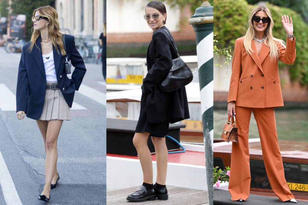 Blazer (oversized ou alongado) é peça favorita das famosas em Veneza