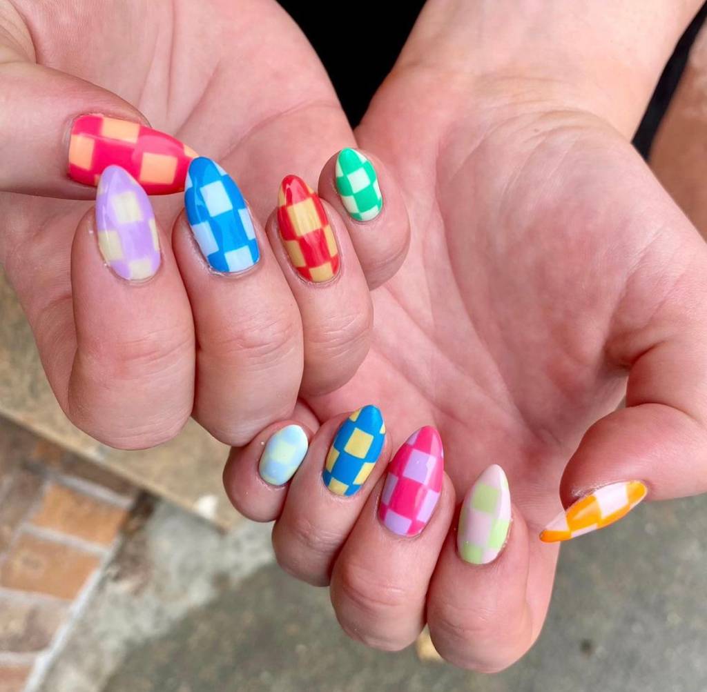 nail-art-primavera-xadrez nail-art-primavera-xadrez