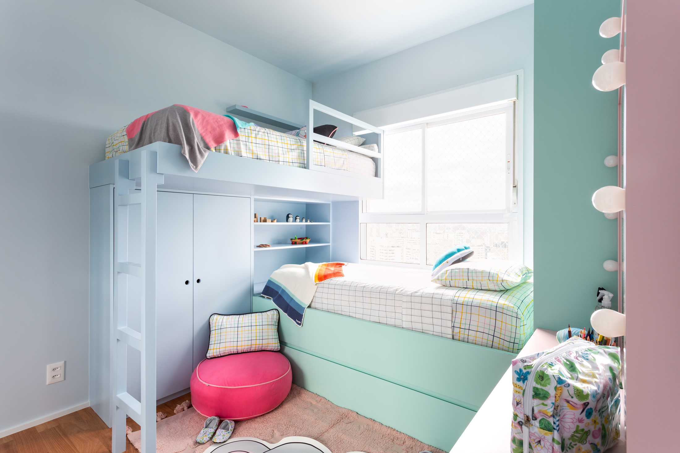 girl's room with bunk bed