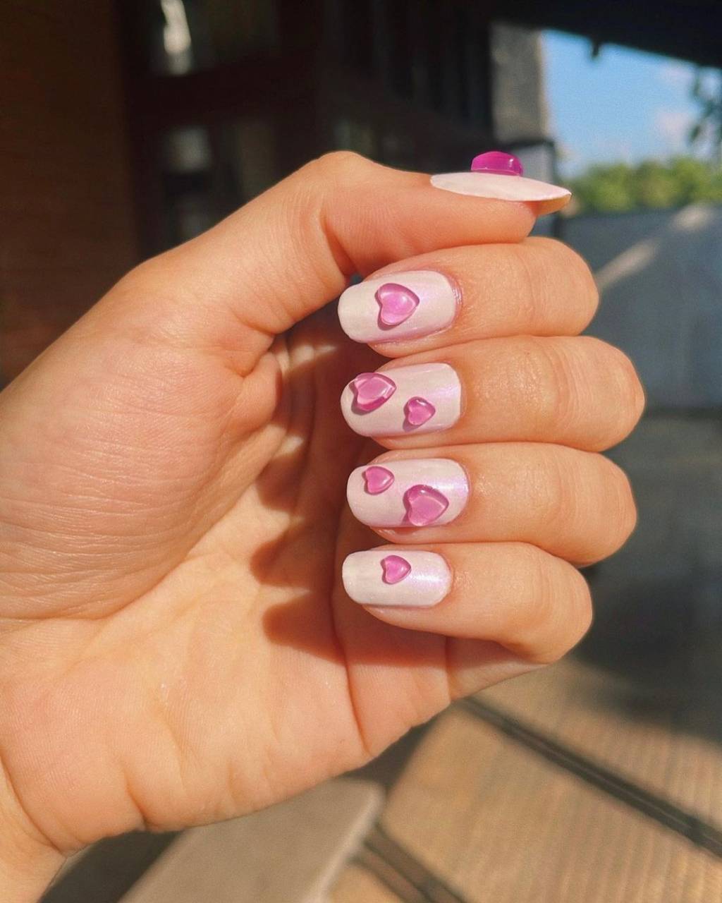 nail-art-3-d Nail art com coração em 3D