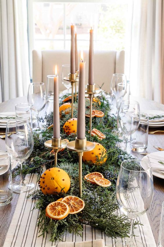 Decoração de Natal com centro de mesa Decoração de Natal com centro de mesa