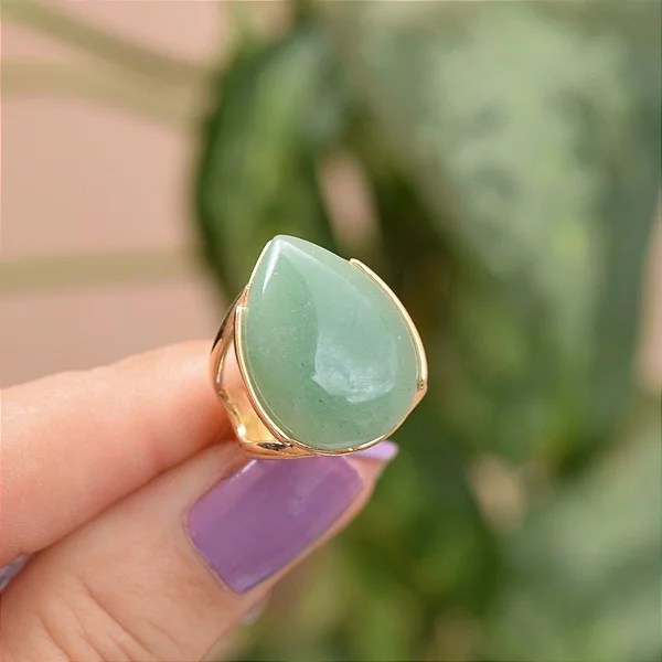 anel com quartzo verde
