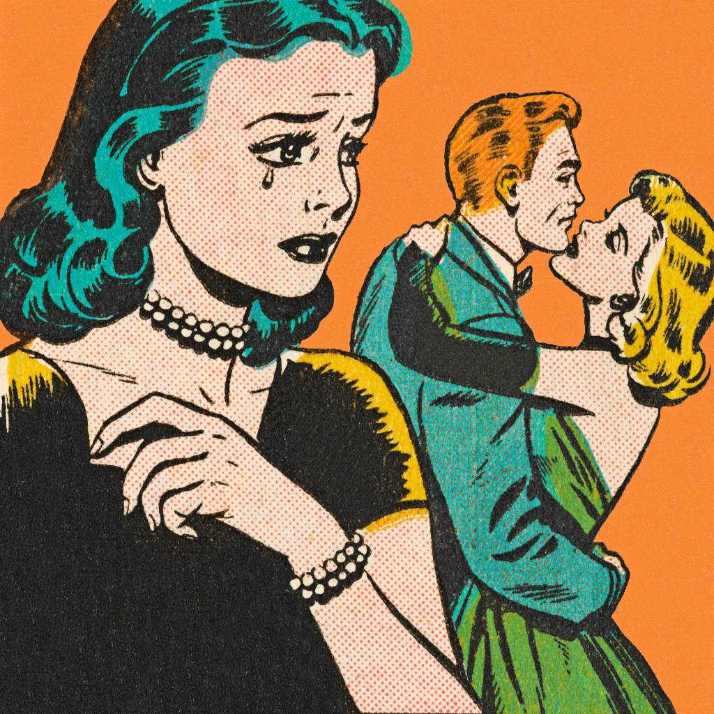dupla-traicao-como-superar-relacionamentos-conversas-casamentos-extraconjugal.jpg Ilustração de uma mulher visualizando uma possível traição