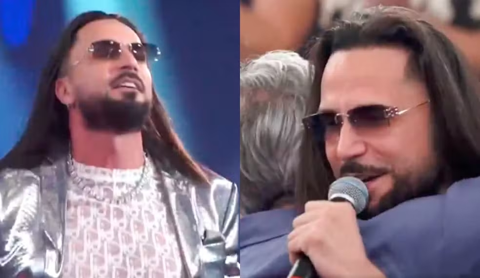 latino-altas-horas-cabelo Latino irreconhecível no Altas Horas.