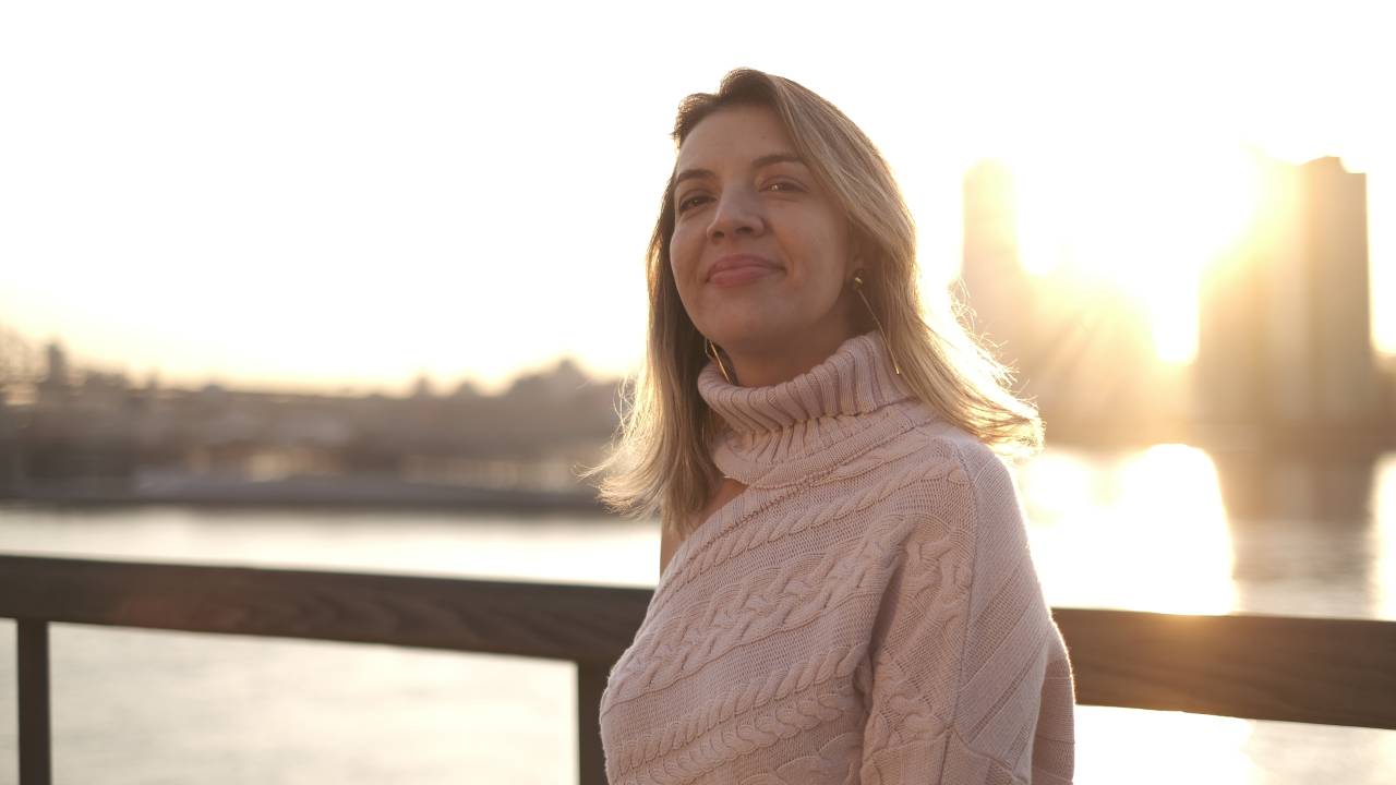 Tayná Leite na sede da ONU em Nova York.
