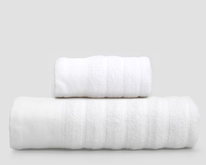 Kit toalha de banho + toalha de rosto Waves branca