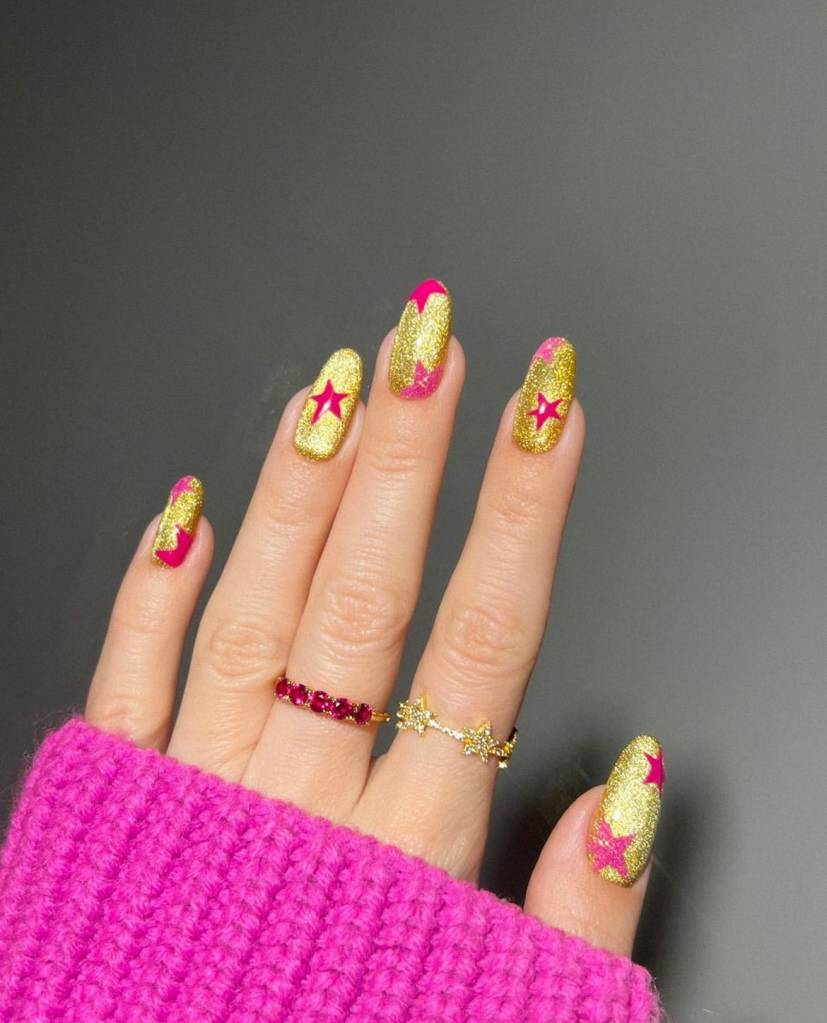 nail-arts-amarelas-com-glitter nail art amarela com glitter