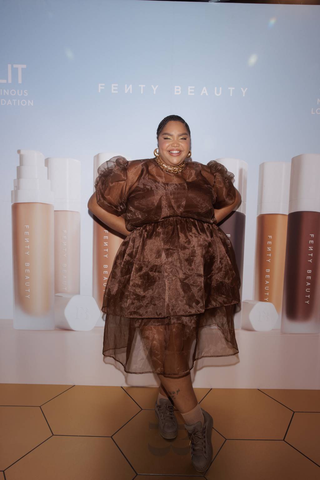 Angélica Angelica Silva no evento da Fenty Beauty