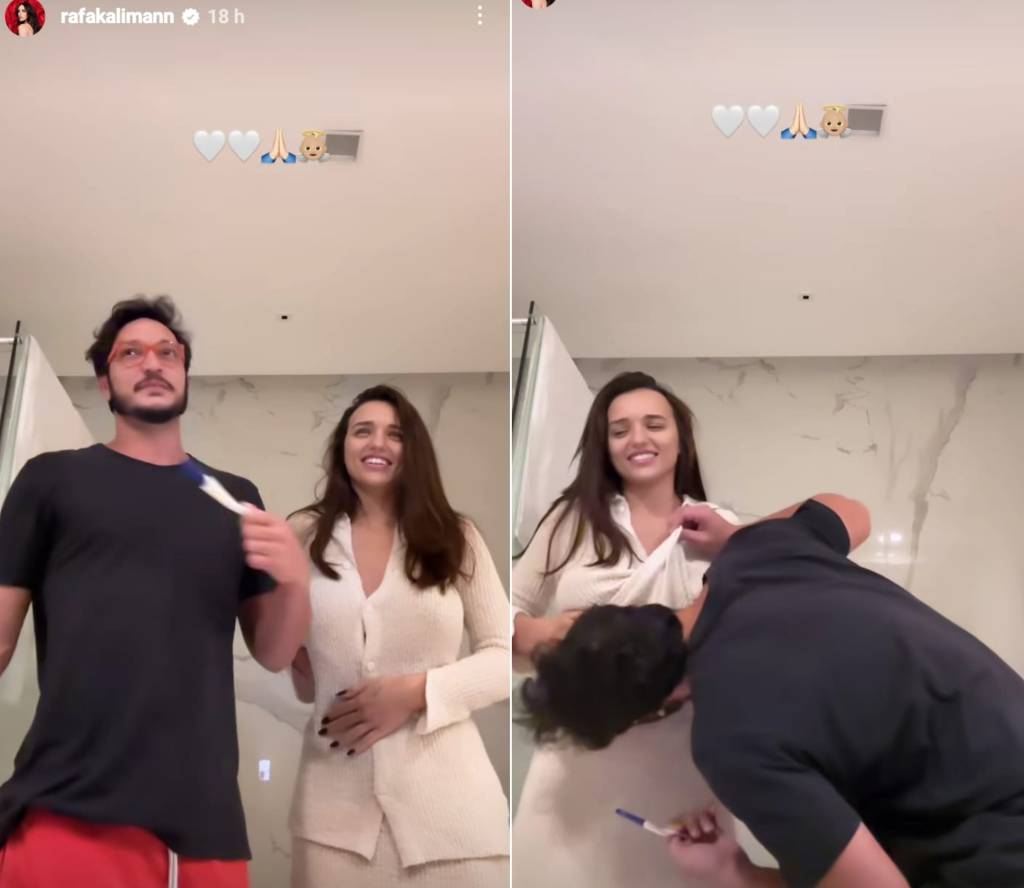 rafa-kalimann-aborto (5) Rafa Kalimann mostra o momento em que a gravidez foi confirmada e Allan Souza Lima beija sua barriga