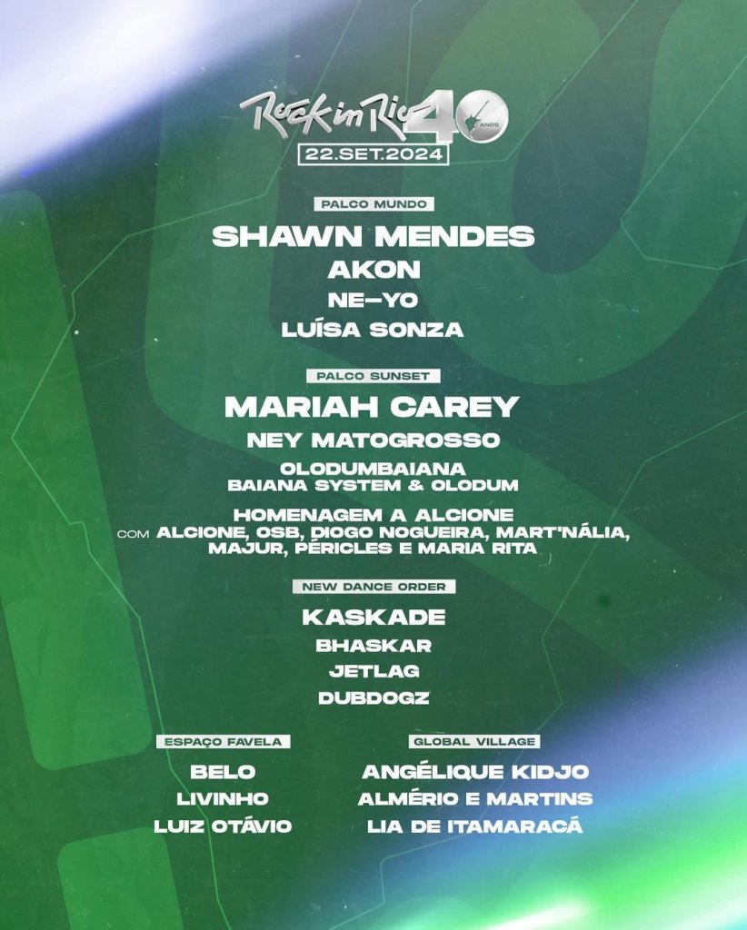 Programação dos palcos do Rock in Rio 2024 dia 22 de setembro