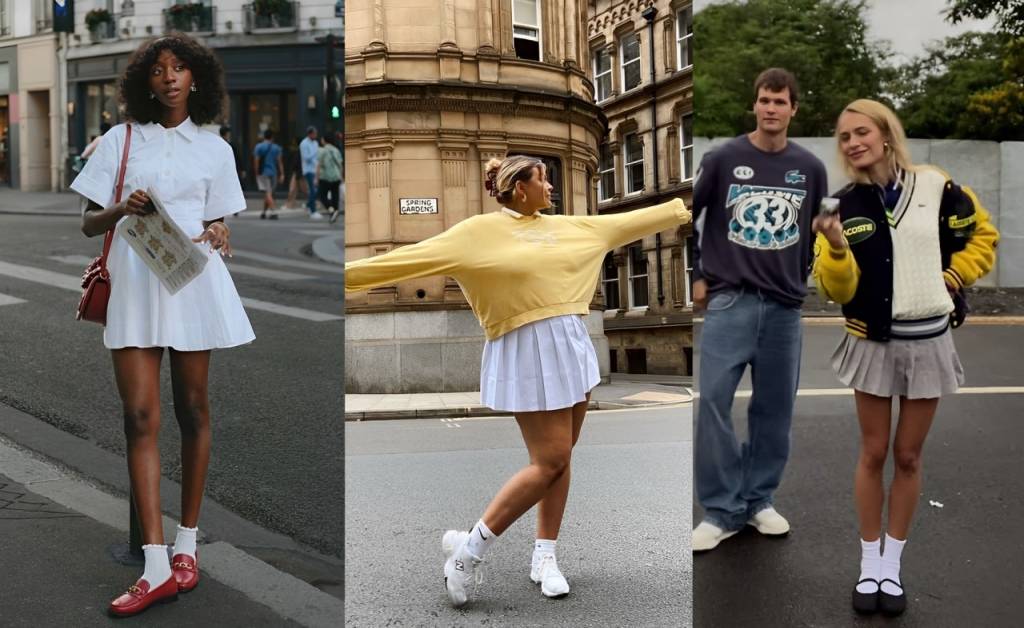 Tenniscore: Visual clássico com blusas polo e saias plissadas é tendência