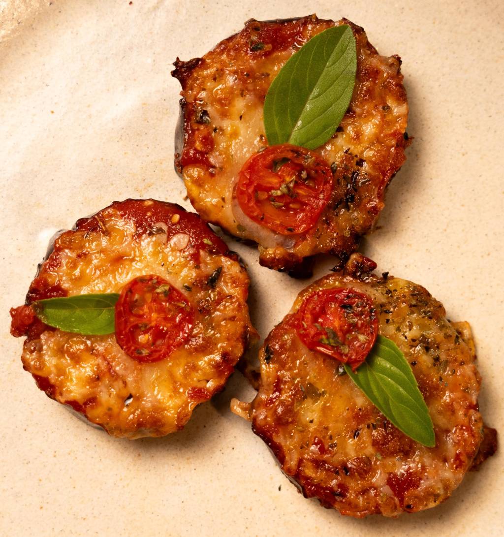 Receita de Mini Pizza de Berinjela à Parmegiana