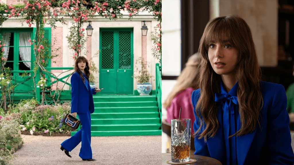 looks 4ª temporada emily em paris terno azul