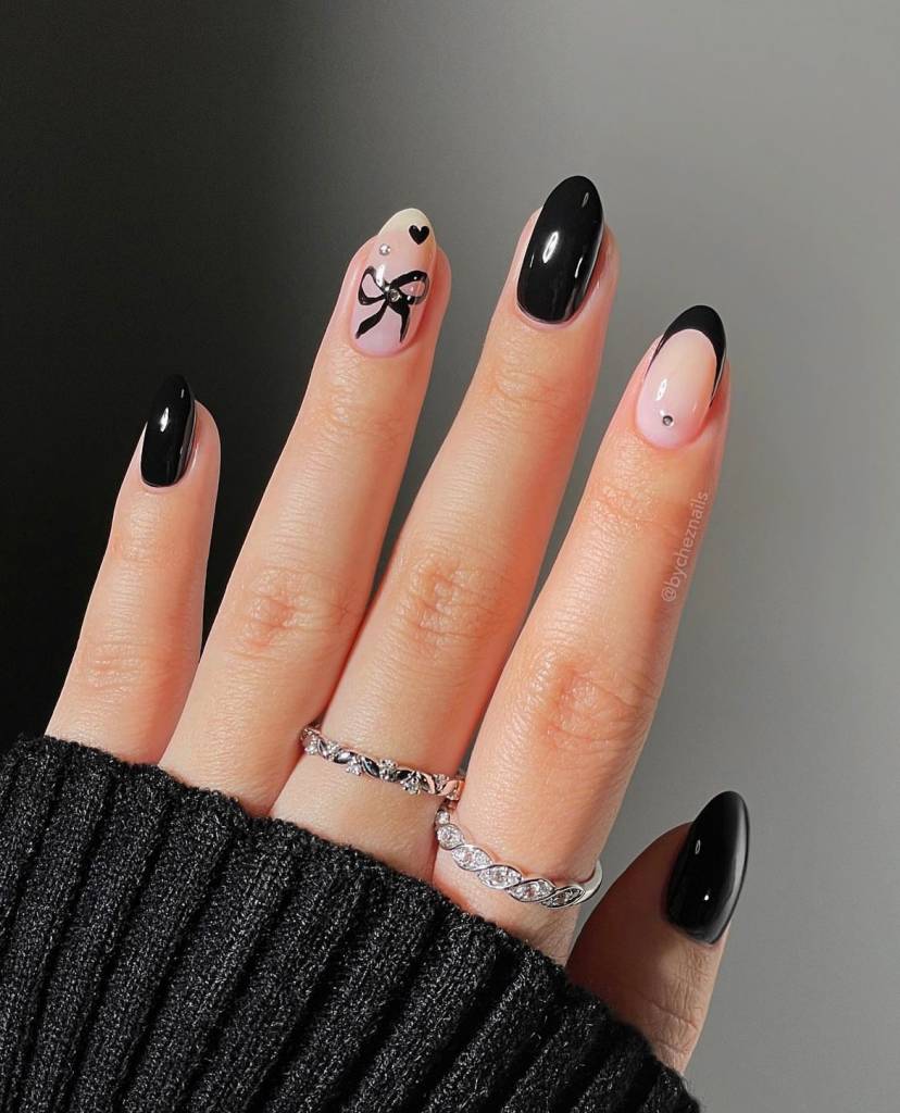 inspirações-unhas-pretas-decoradas-com-laço