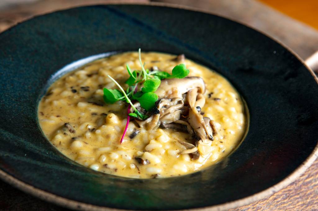 Risoto leva três tipos de cogumelos