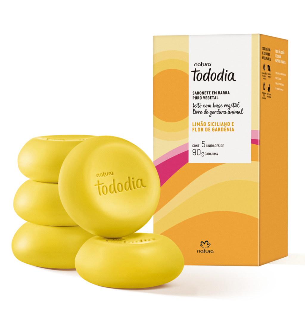 Natura – Sabonete em barra puro vegetal Tododia Limão Siciliano e Flor de Gardênia Natura – Sabonete em barra puro vegetal Tododia Limão Siciliano e Flor de Gardênia