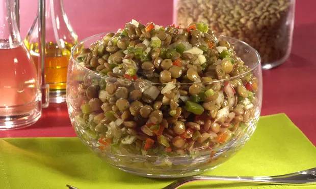 Receita de salada de lentilha morna