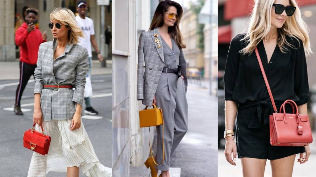 Uma bolsa colorida pode adicionar cor ao seu look sóbrio