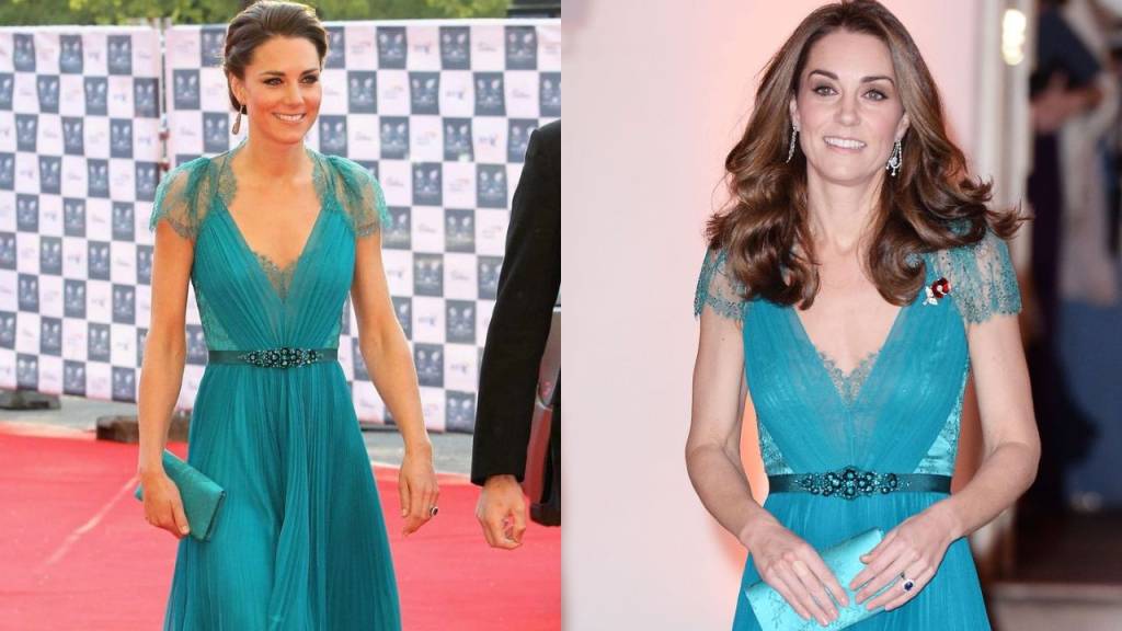 A princesa de Gales já usou o mesmo vestido azul turquesa duas vezes