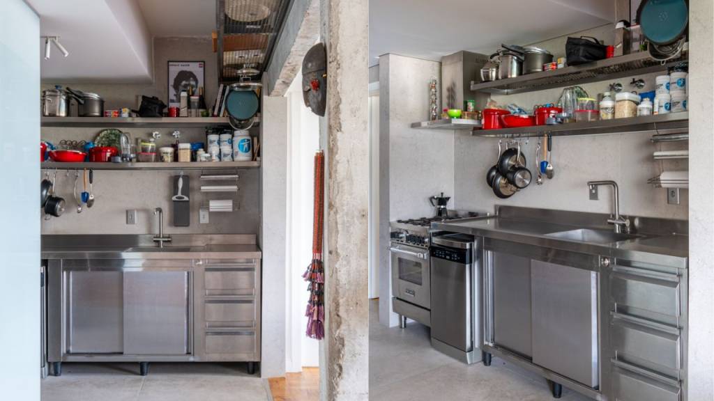 Bancada de inox na cozinha como fica