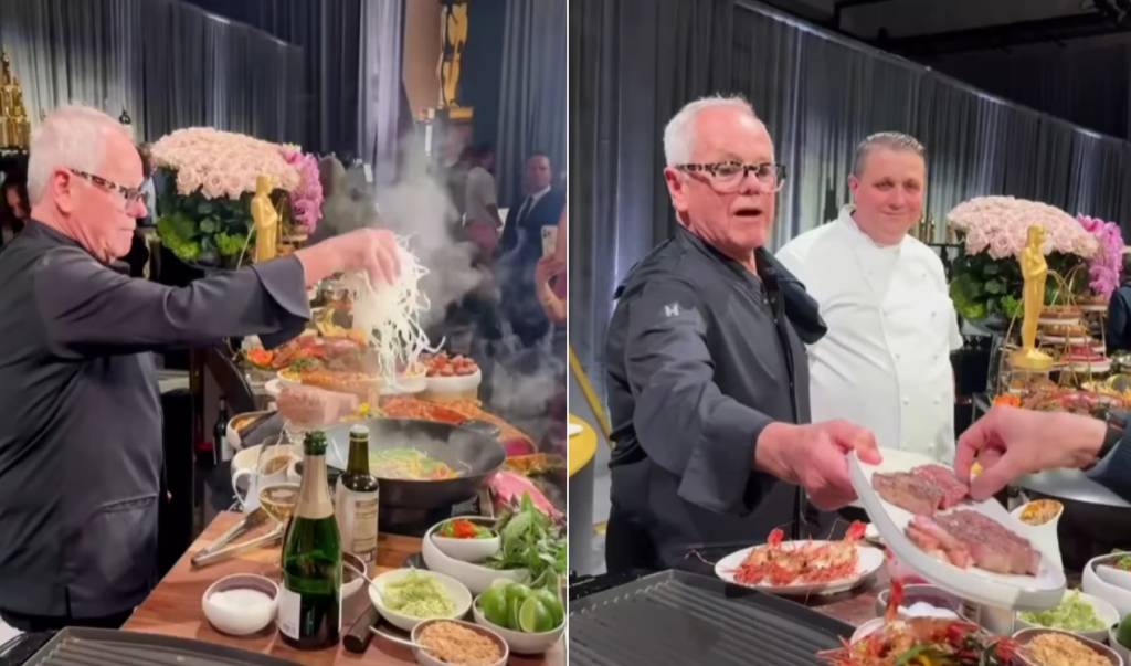 O chef Wolfgang Puck apresenta o cardápio do jantar pós-Oscar 2025