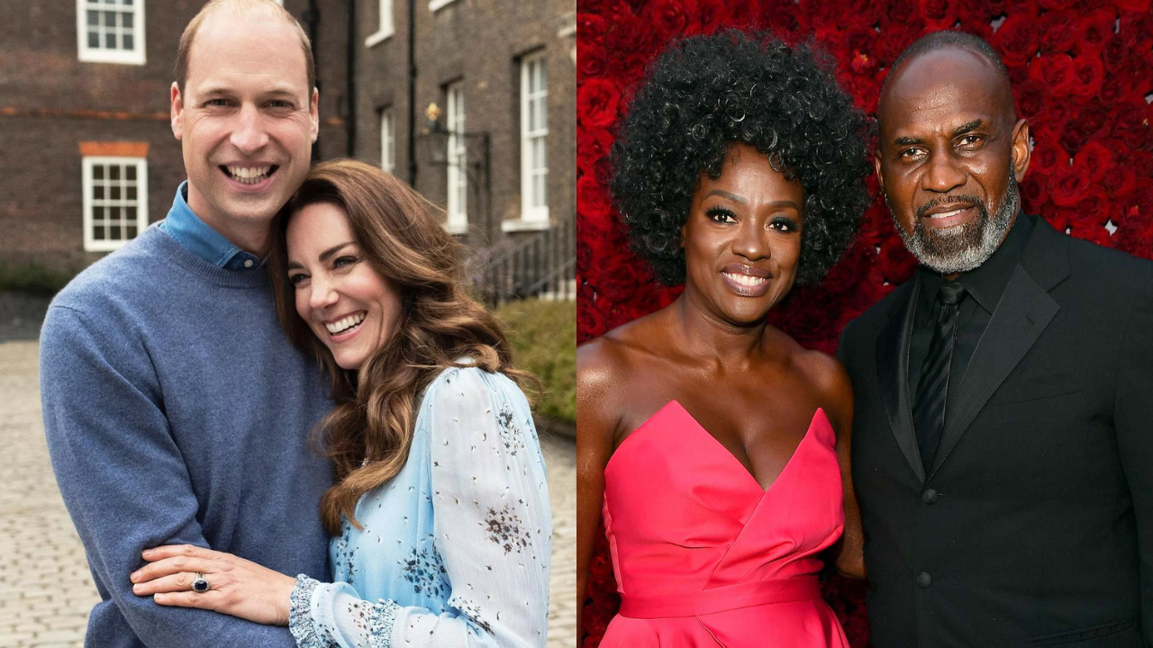 À esquerda, Kate Middleton e Principe William. À direita, Viola Davis e Julius Tennon.