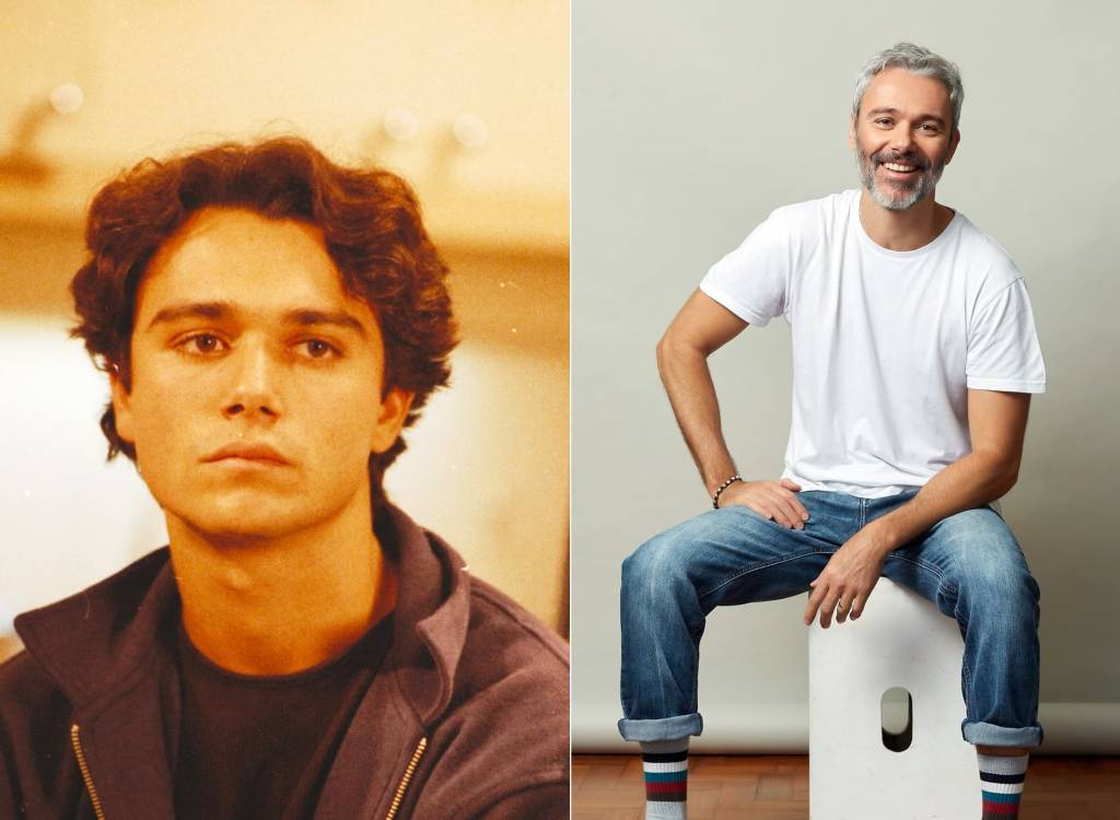 Ângelo Paes Leme como Caio e atualmente, aos 51 anos