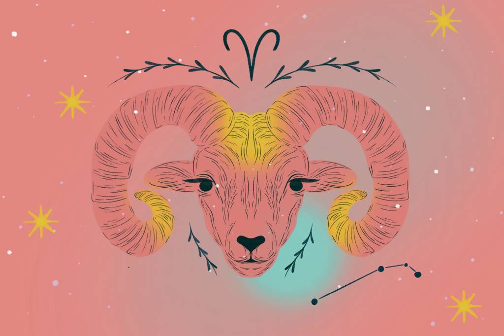 Ilustração de um carneiro. O carneiro simboliza o signo de Áries na astrologia.