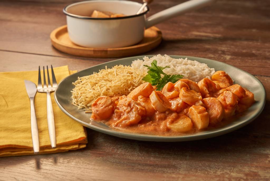 Estrogonofe de palmito vegetariano e fácil de fazer