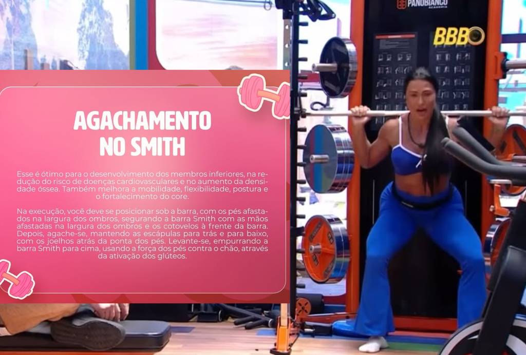 Agachamento no Smith também estava entre os exercícios de Gracyanne Barbosa na academia do BBB 25