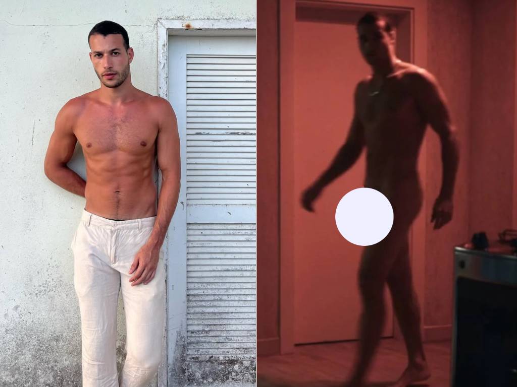 Gabriel Vieira em cena de nu frontal na novela 