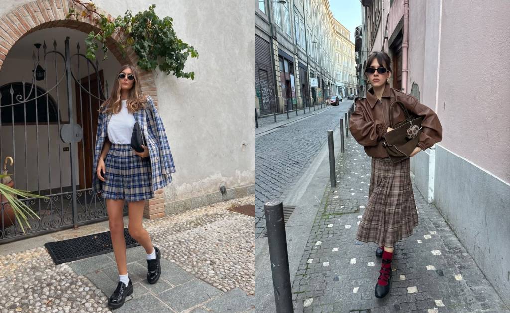 Saia xadrez é tendência! 5 looks delicados e românticos com a peça