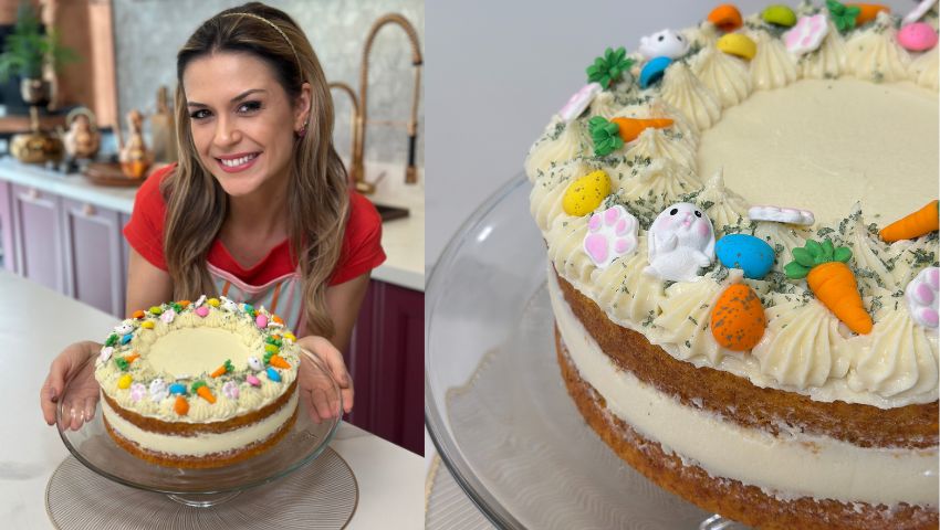 Beca Milano ensina a fazer um elegante Carrot Cake para a Páscoa