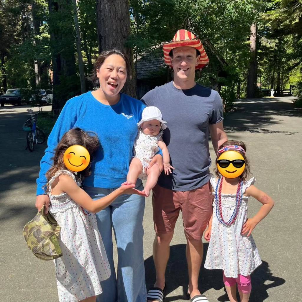 Mark Zuckerberg e a mulher, Priscilla Chan, com as filhas Maxima, August e Aurelia